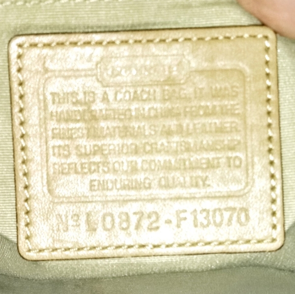 💛 Coach Hamptons Khaki Tan Signature Canvas Turnlock Shoulder Bag Shopper Tote - Picture 10 of 10